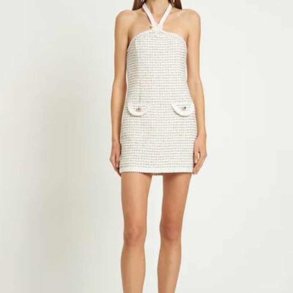 Alessandra Rich tweed halterneck mini dress w/ lurex- Only worn once! IT 40/US 4